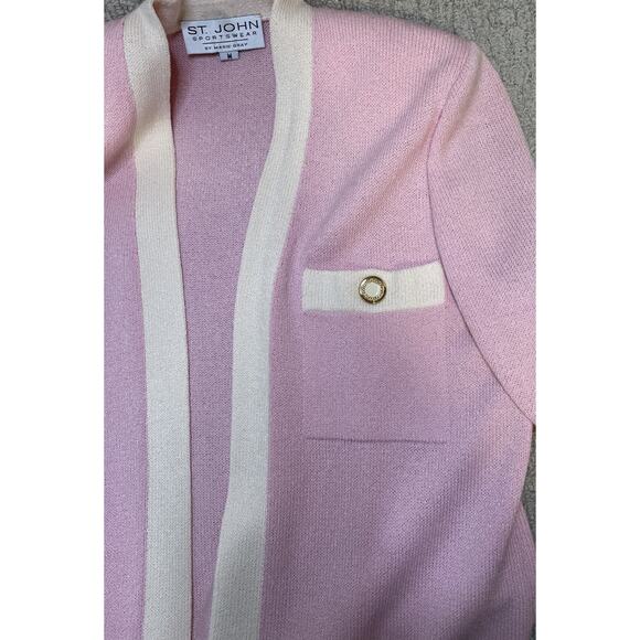 St. John Petal Pink Santana Knit 2 Pc Skirt Suit 10 M NWT NEW Jacket Straight - Picture 12 of 15
